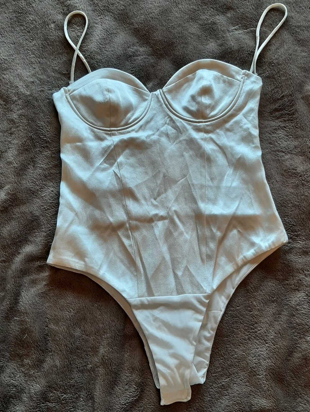 ZARA NWOT White Satin Corset Style Bustier Bodysuit - Size Medium *Flaw